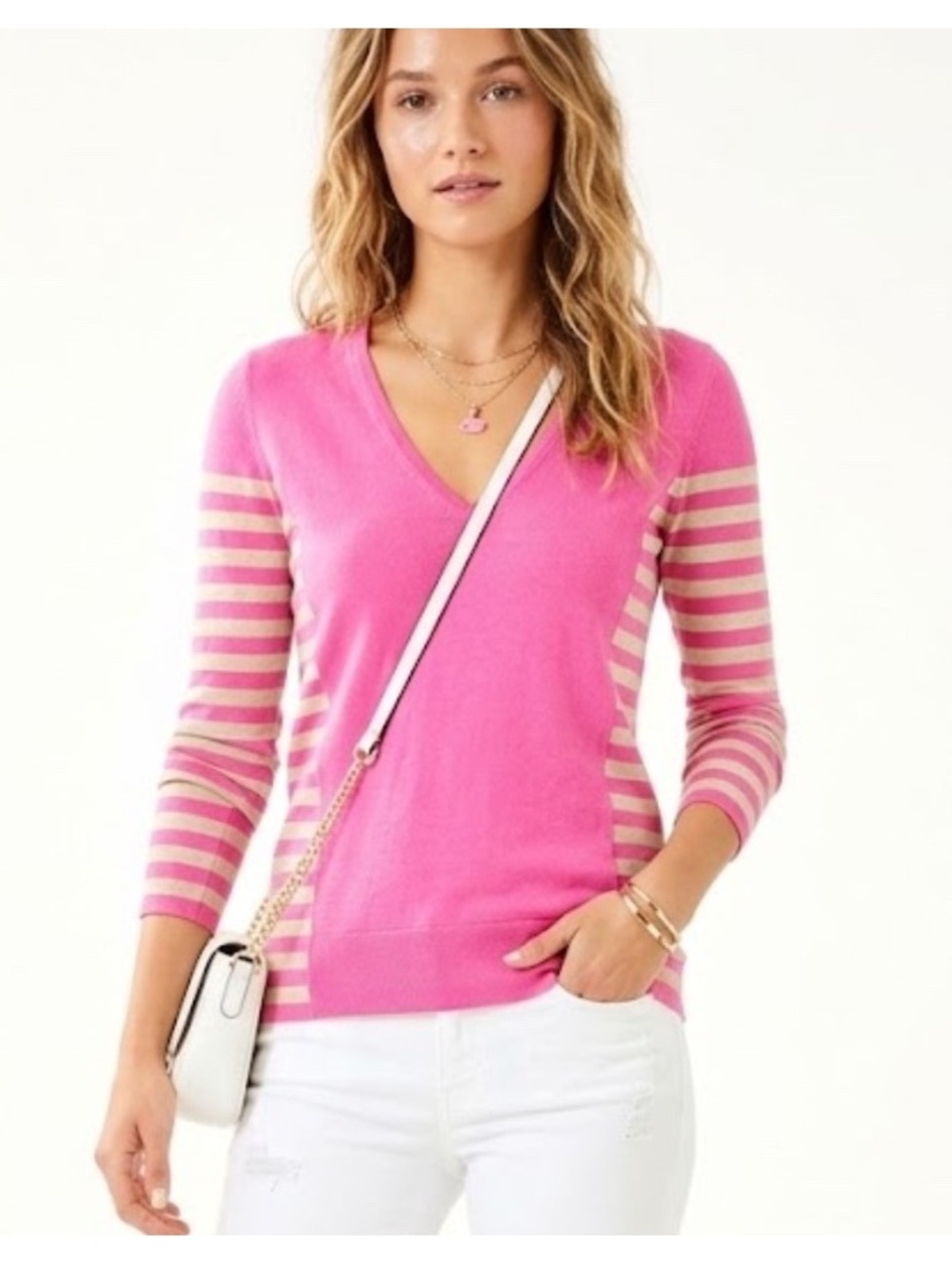 Lilly Pulitzer Adelaide Striped V-Neck Sweater
